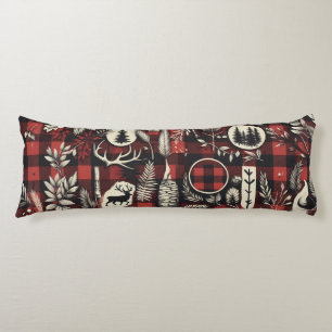 Cozy Cabin Comfort – Red & Black Buffalo Plaid  Body Pillow