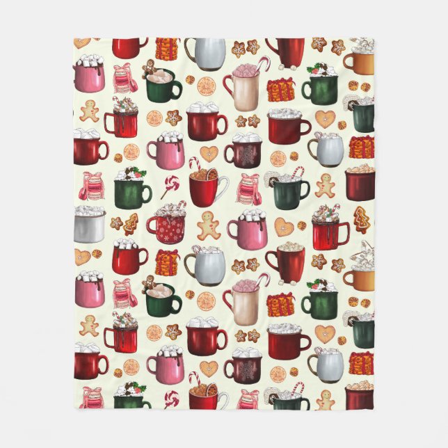 Cozy Cabin Hot Cocoa and Winter Treats Fleece Blanket (Front)