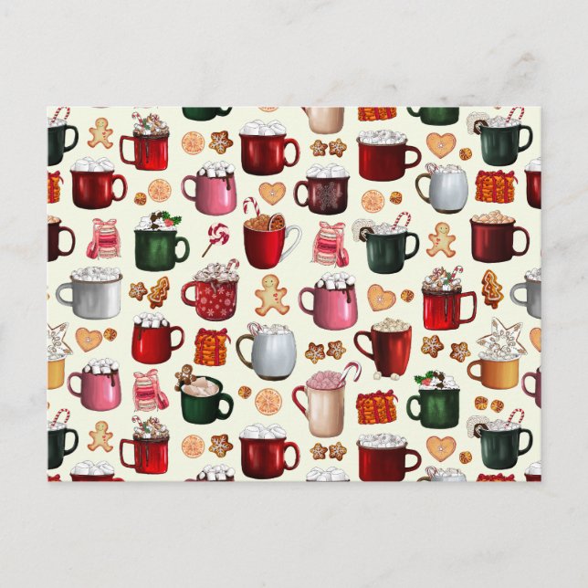 Cozy Cabin Hot Cocoa and Winter Treats Holiday Postcard (Front)