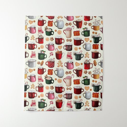 Cozy Cabin Hot Cocoa and Winter Treats Tapestry
