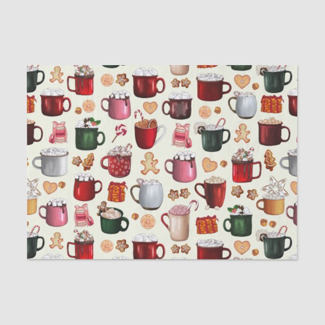 Cozy Cabin Hot Cocoa and Winter Treats Tissue Paper (Front)
