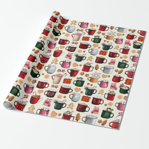 Cozy Cabin Hot Cocoa and Winter Treats Wrapping Paper
