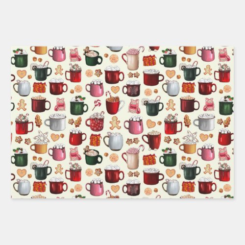 Cozy Cabin Hot Cocoa and Winter Treats Wrapping Paper Sheets