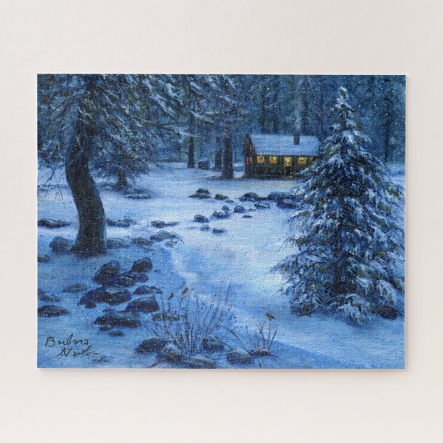 "Cozy Cabin in the Snow"Jigsaw Puzzle (Horizontal)