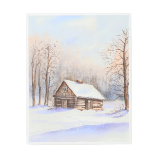 Cozy cabin in the woods metal print