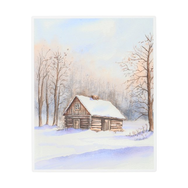 Cozy cabin in the woods metal print (Front)