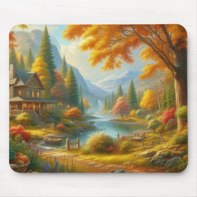 Cozy Cabin In The Woods Mouse Pad (Front)