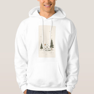 Cozy Cabin & Pine Tree Hooded Sweatshirt for Men