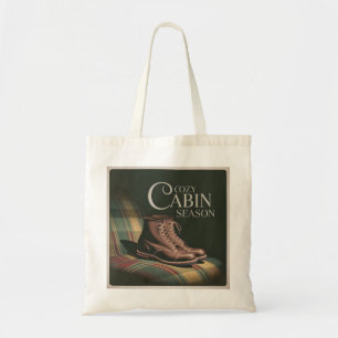 Cozy Cabin Season Heritage Boots Plaid Fall Art Tote Bag