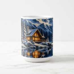 Cozy Cabin Snowy Full Moon Coffee Mug