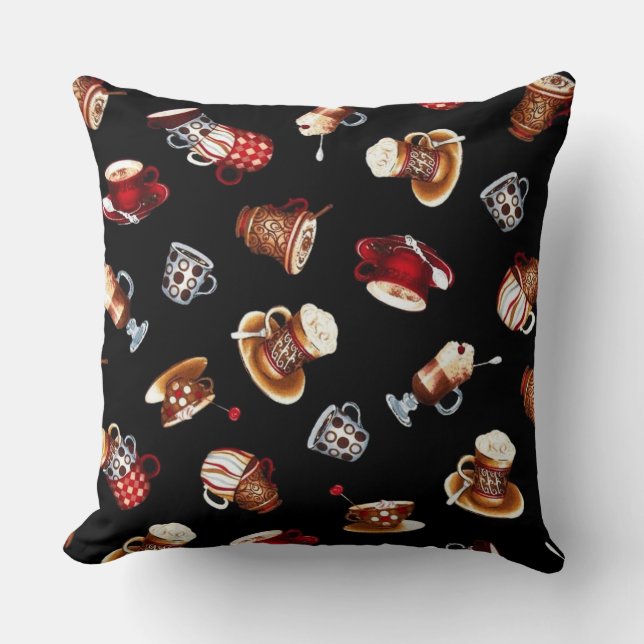 Cozy Cafe Latte Throw Pillow (Front)