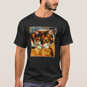 Cozy Calico Cat Mom Dad Impressionistic Romantic P T-Shirt