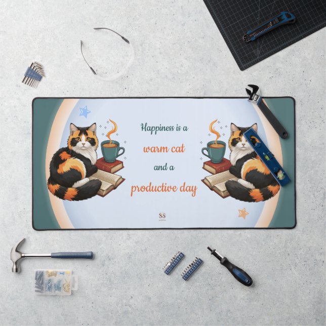 Cozy Calico Cat Productive Day Desk Mat (Workstation)