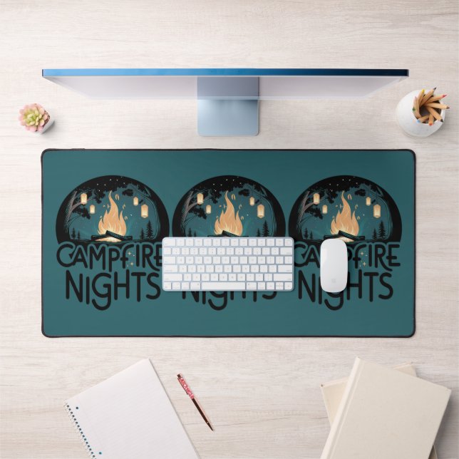 Cozy Campfire Nights Rustic Outdoor Adventure Desk Mat (Office 1)