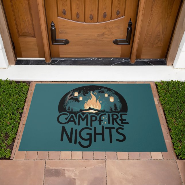 Cozy Campfire Nights Rustic Outdoor Adventure Doormat (Outdoor)
