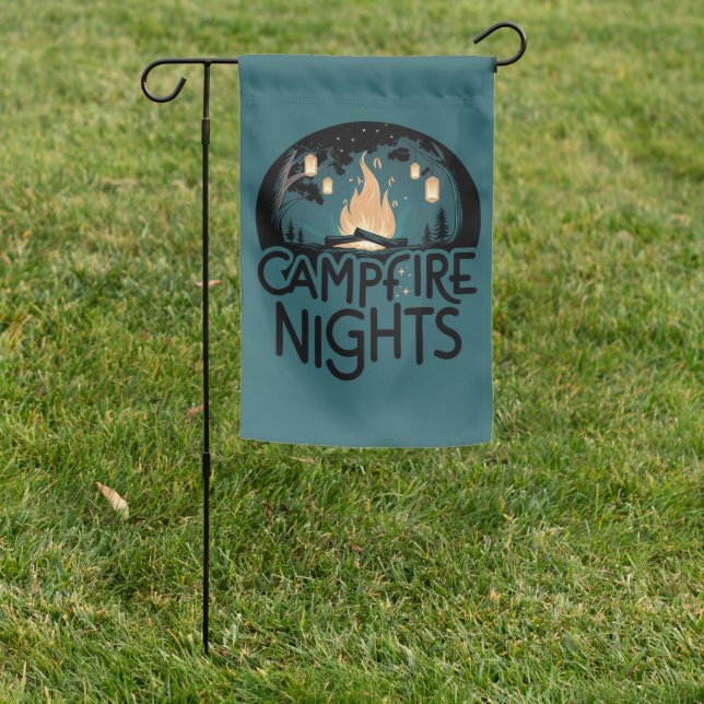 Cozy Campfire Nights Rustic Outdoor Adventure Garden Flag (In SItu)