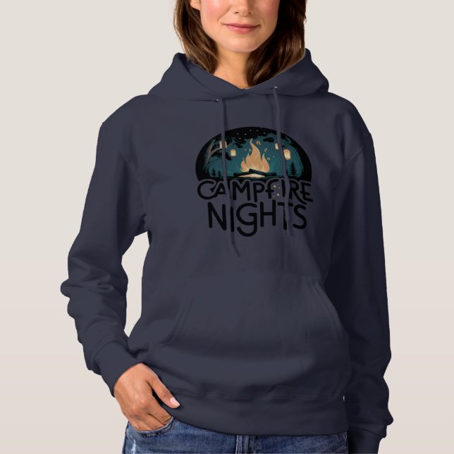 Cozy Campfire Nights Rustic Outdoor Adventure Hoodie (Front)