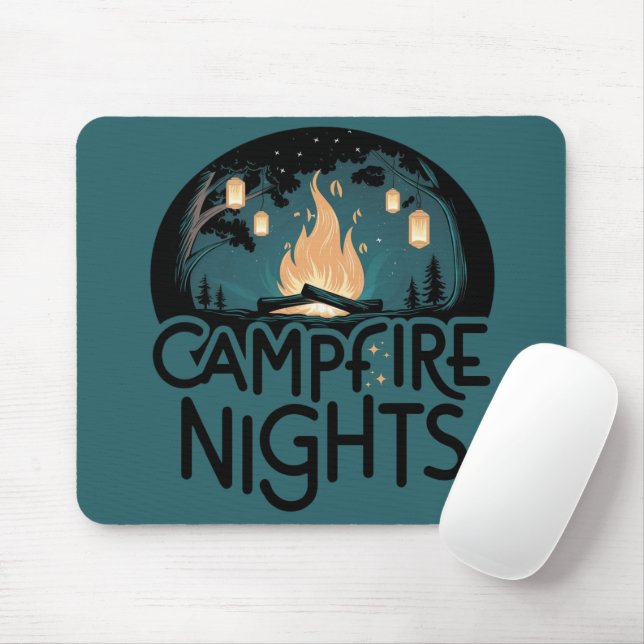 Cozy Campfire Nights Rustic Outdoor Adventure Mouse Pad (With Mouse)