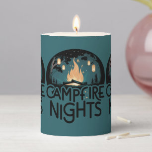 Cozy Campfire Nights Rustic Outdoor Adventure Pillar Candle