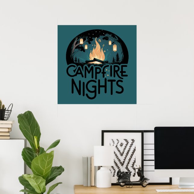 Cozy Campfire Nights Rustic Outdoor Adventure Poster (Home Office)