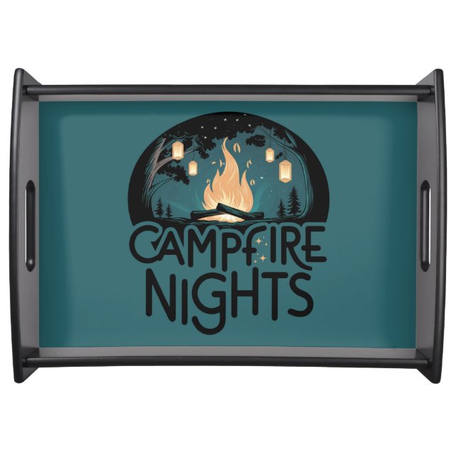 Cozy Campfire Nights Rustic Outdoor Adventure Serving Tray (Front)