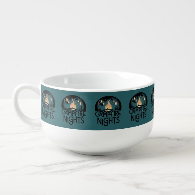 Cozy Campfire Nights Rustic Outdoor Adventure Soup Mug (Right)