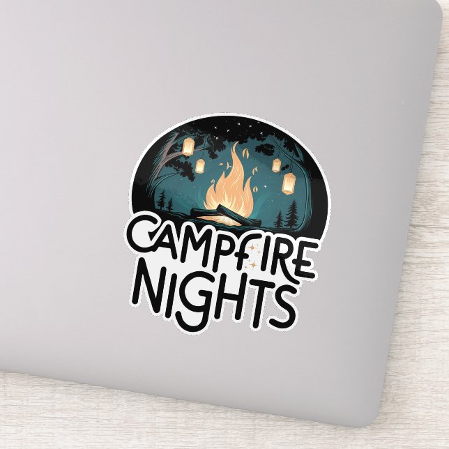 Cozy Campfire Nights Rustic Outdoor Adventure Sticker (Detail)