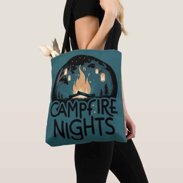 Cozy Campfire Nights Rustic Outdoor Adventure Tote Bag (Close Up)