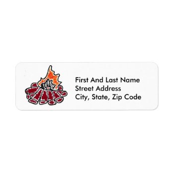 Cozy Campfire Outdoor Camping Cartoon Label by CorgisandThings at Zazzle