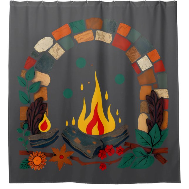 Cozy Campfire Reading Scene Shower Curtain (Front)