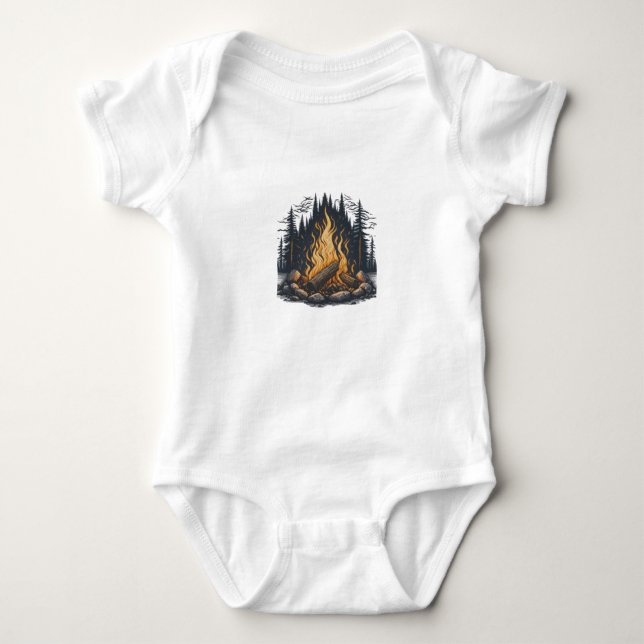 Cozy Campfire Sketch Baby Bodysuit (Front)