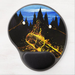 Cozy Campfire Sunset Forest Outdoor Adventure Gel Mouse Pad