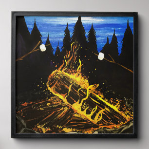 Cozy Campfire Sunset Forest Outdoor Adventure Peel And Stick Photo Tile