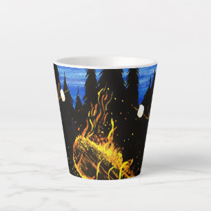 Cozy Campfire Sunset Scene for Outdoor Coffee Love Latte Mug