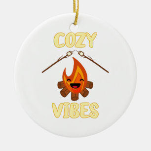Cozy Campfire Vibes Roasting Marshmallows for Smor Ceramic Ornament