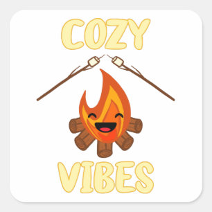 Cozy Campfire Vibes Roasting Marshmallows for Smor Square Sticker