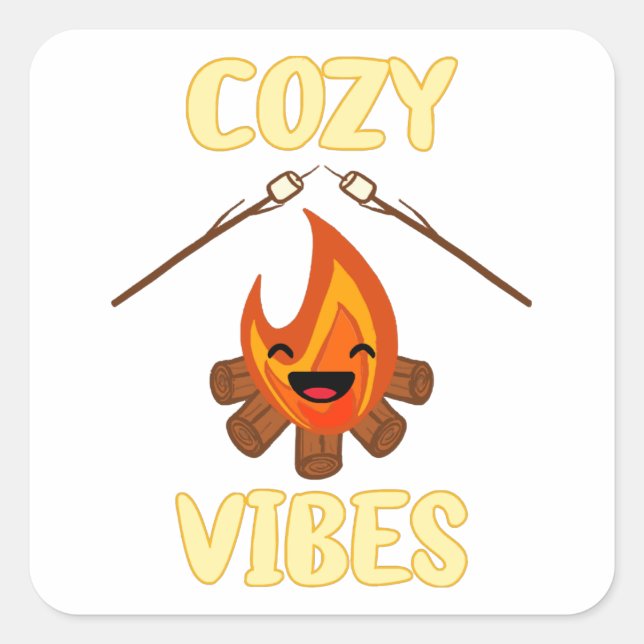 Cozy Campfire Vibes Roasting Marshmallows for Smor Square Sticker (Front)