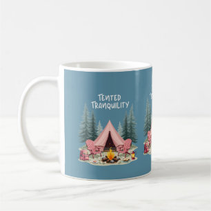 Cozy Camping Aesthetic Glamping Tent & Campfire Coffee Mug