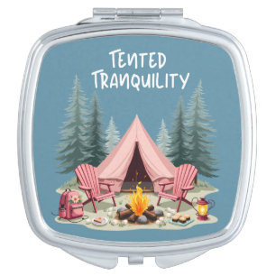 Cozy Camping Aesthetic Glamping Tent & Campfire Compact Mirror