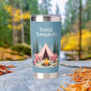 Cozy Camping Aesthetic Glamping Tent & Campfire Insulated Tumbler