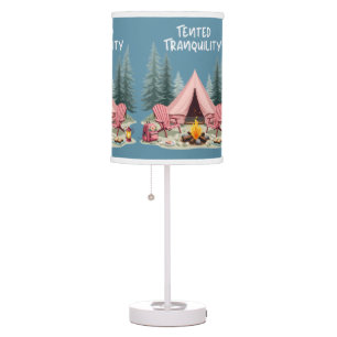 Cozy Camping Aesthetic Glamping Tent & Campfire Table Lamp