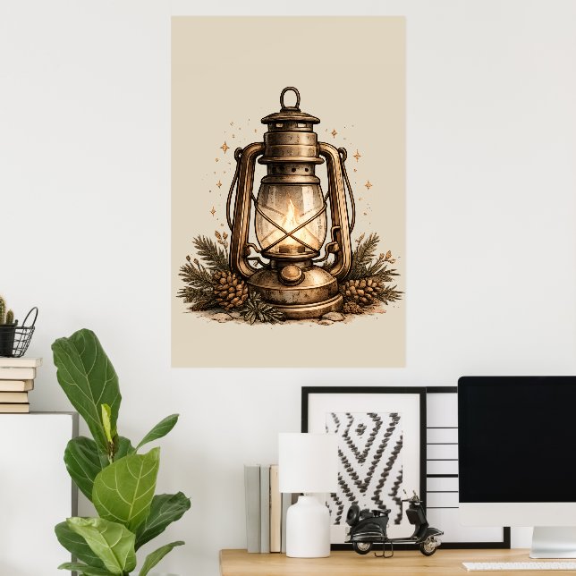 Cozy Camping Lantern Poster (Home Office)