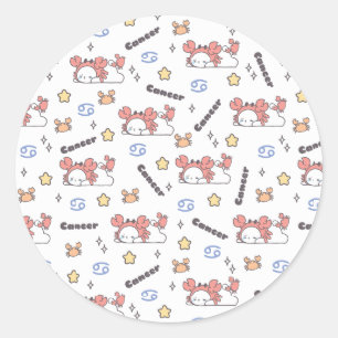 Cozy Cancer Constellation Bunny & Crab Zodiac Classic Round Sticker