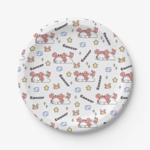 Cozy Cancer Constellation Bunny & Crab Zodiac Paper Plates