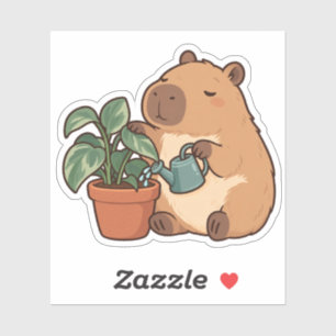 Cozy Capybara Plant Care Sticker