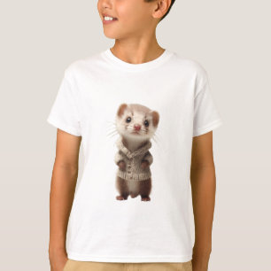 Cozy Cardigan Ferret Kids T-Shirt