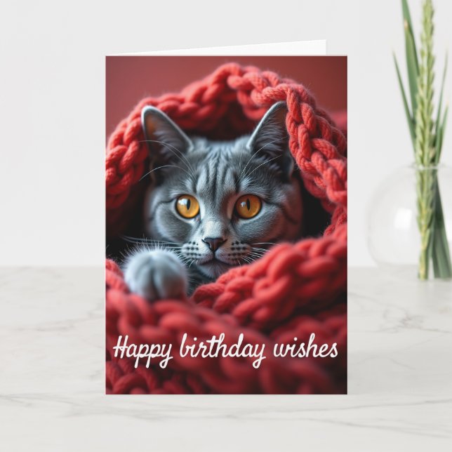 Cozy Cat Birthday Card (Front)