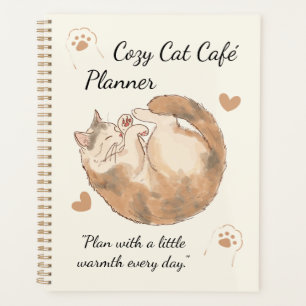Cozy Cat Café Planner Cute Kawaii Journal