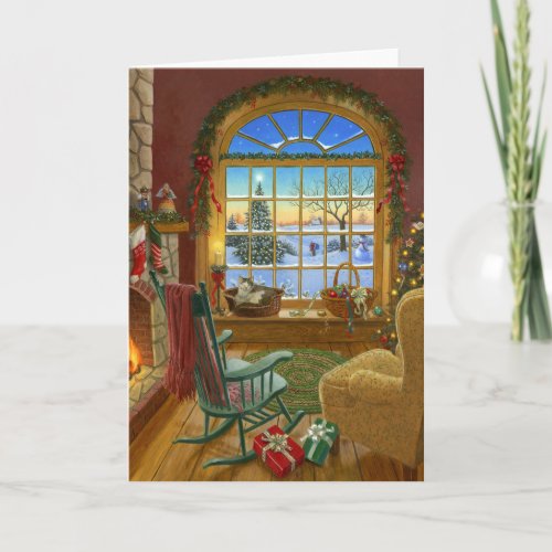 Cozy cat Christmas Holiday Card