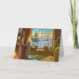 Cozy cat Christmas Holiday Card